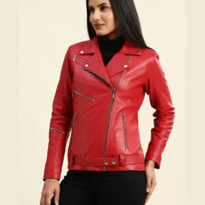 Julieta Red Biker Leather Jacket