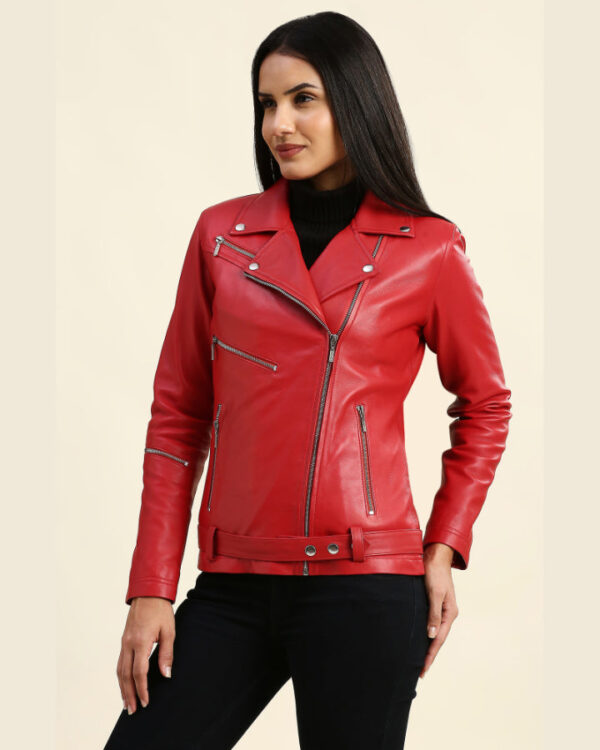 Julieta Red Biker Leather Jacket