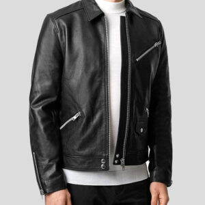 Algie Black Motorcycle Leather Jacket