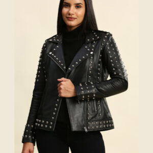 Lila Black Studded Leather Jacket