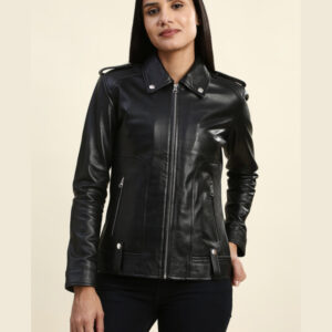 Elodie Black Racer Leather Jacket