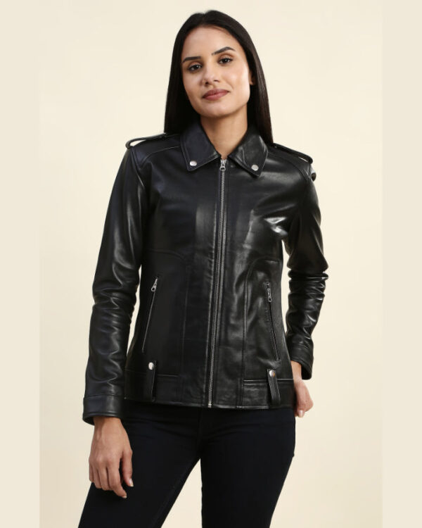 Elodie Black Racer Leather Jacket