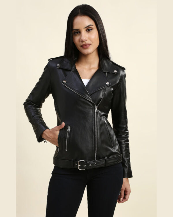 Benita Black Biker Leather Jacket