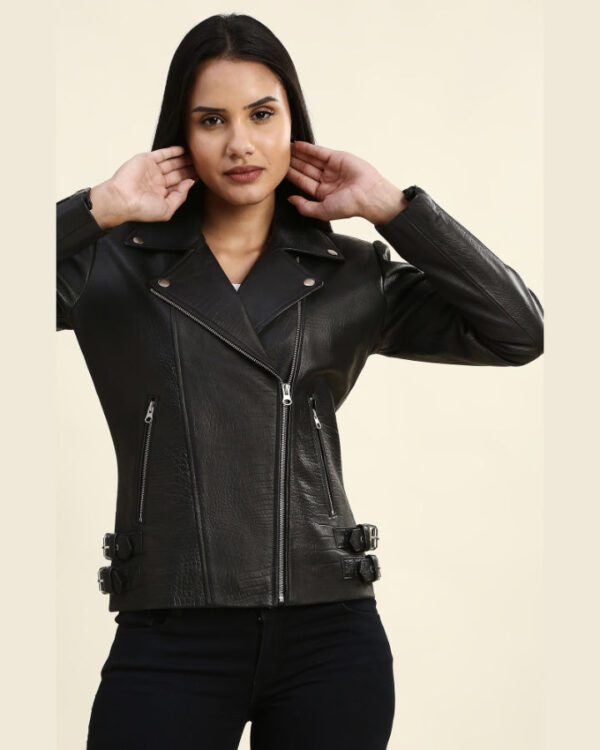 Kendra Black Motorcycle Leather Jacket