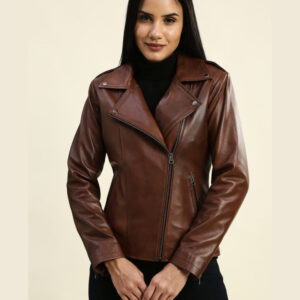 Cecilia Brown Motorcycle Leather Jacket