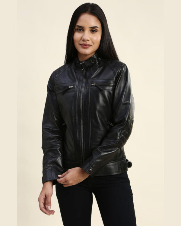 Esme Black Racer Leather Jacket