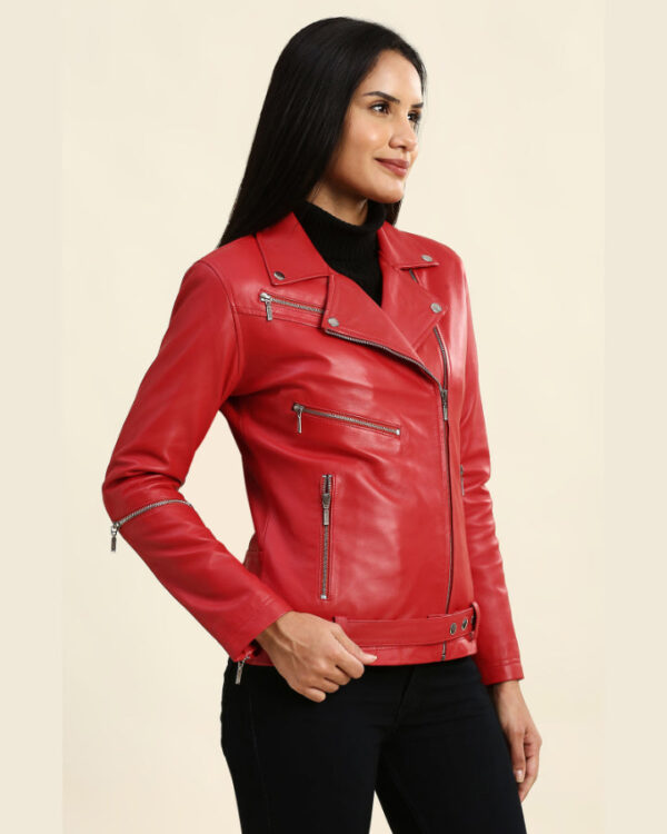 Julieta Red Biker Leather Jacket