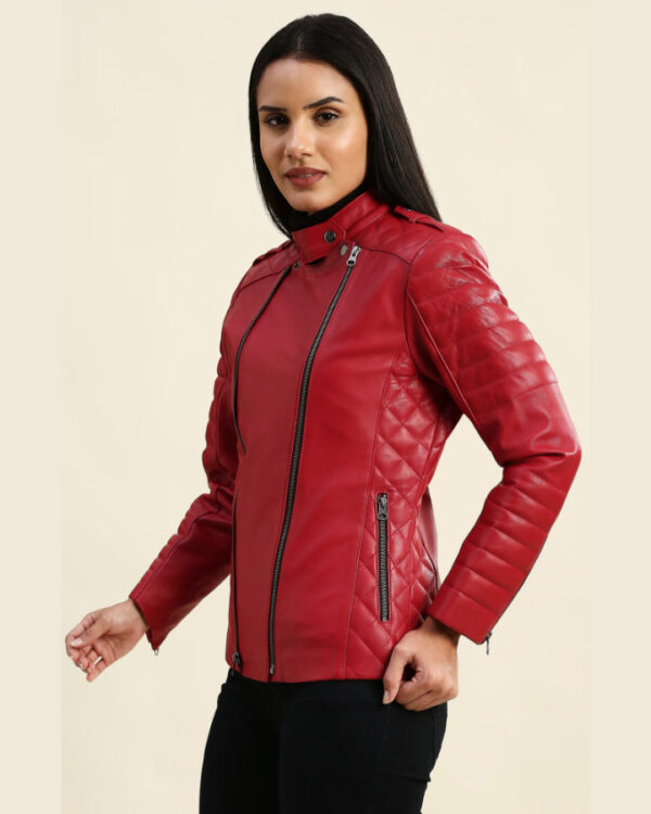 Ruby Red Motorcycle Leather Jacket