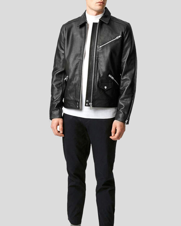 Algie Black Motorcycle Leather Jacket