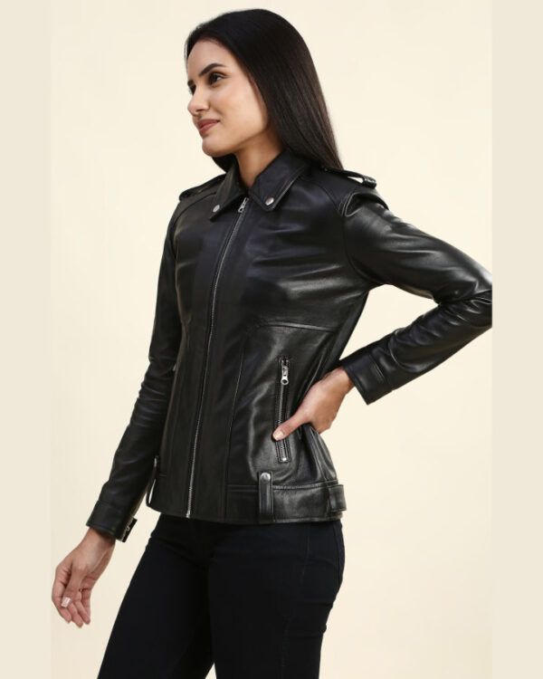 Elodie Black Racer Leather Jacket