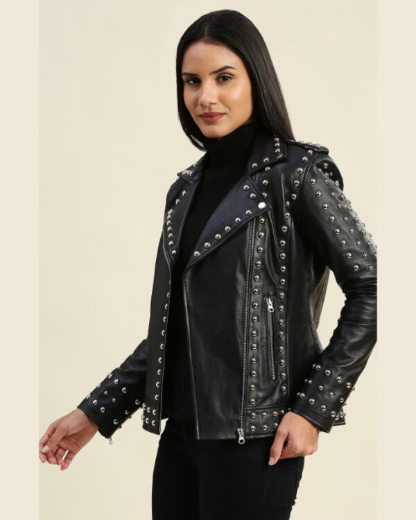 Lila Black Studded Leather Jacket