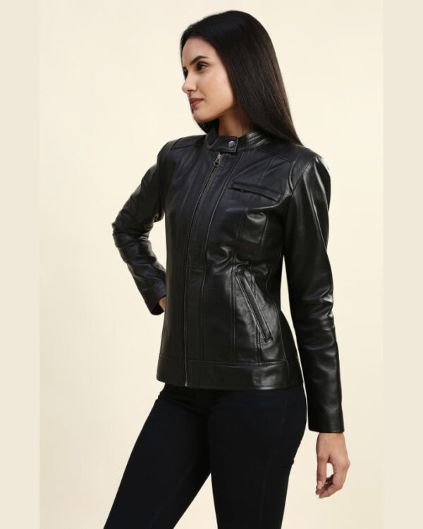 Adelaide Black Racer Leather Jacket