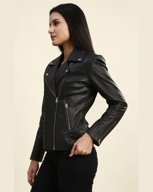 Kendra Black Motorcycle Leather Jacket