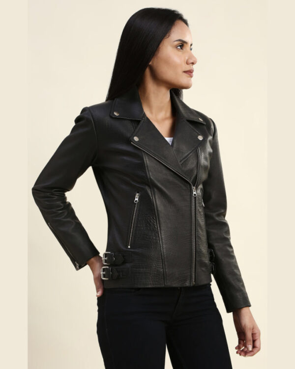 Kendra Black Motorcycle Leather Jacket