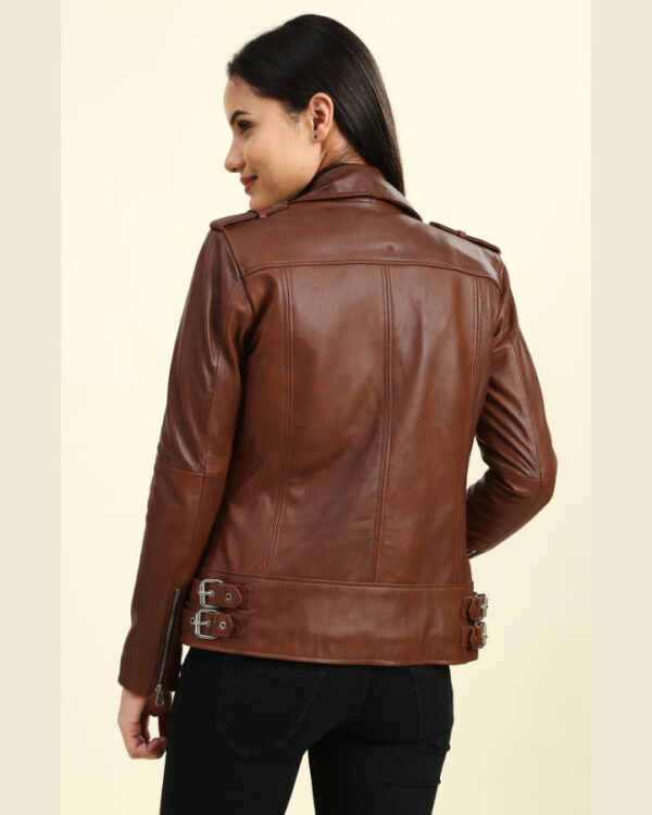 Hazel Brown Biker Leather Jacket