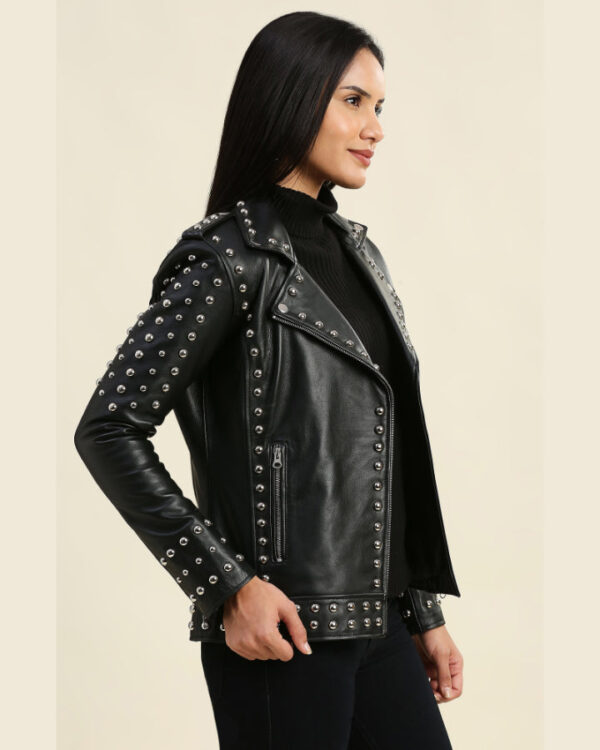 Lila Black Studded Leather Jacket