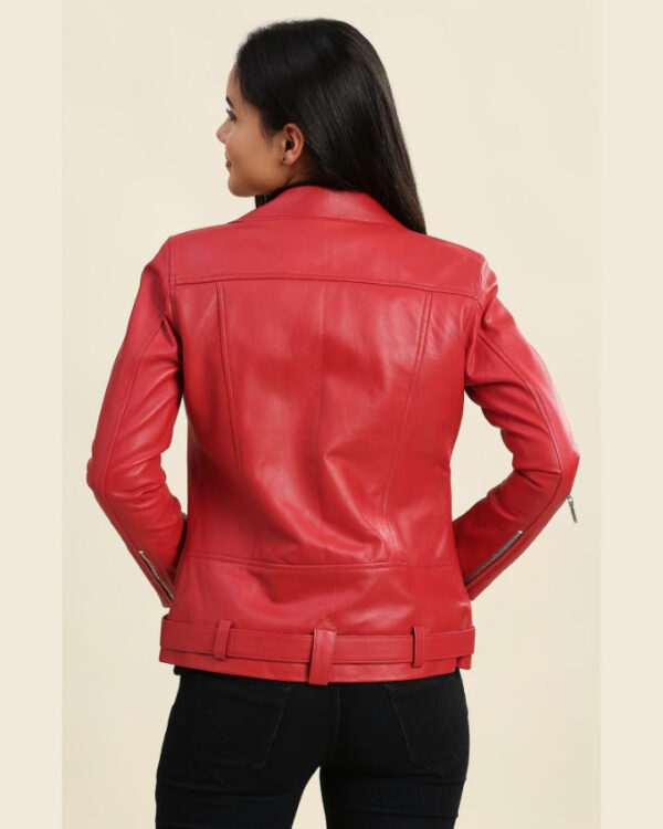 Julieta Red Biker Leather Jacket