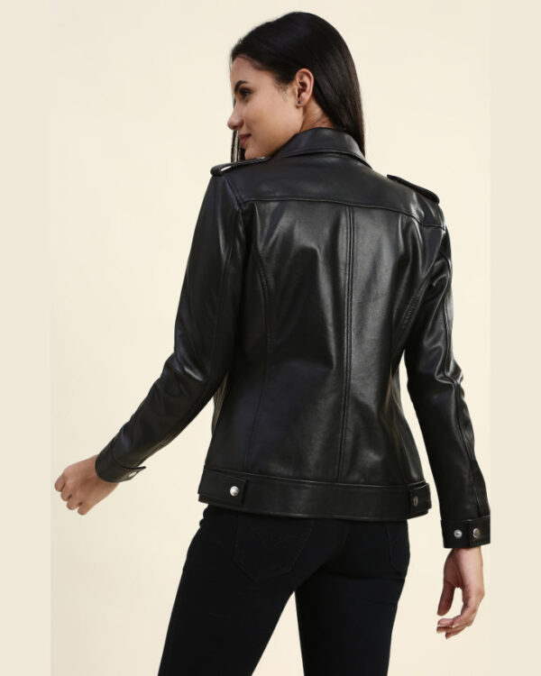 Elodie Black Racer Leather Jacket