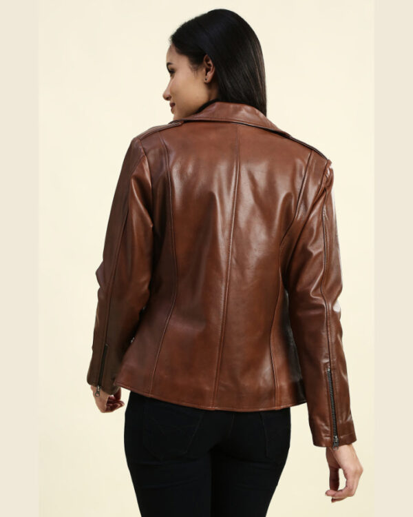 Cecilia Brown Motorcycle Leather Jacket