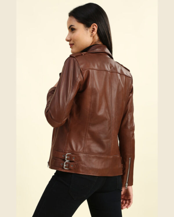 Hazel Brown Biker Leather Jacket