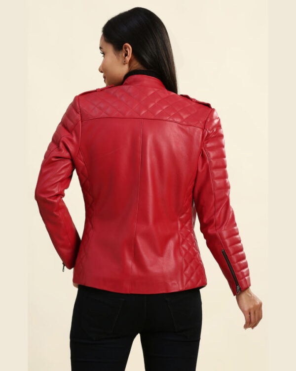 Ruby Red Motorcycle Leather Jacket