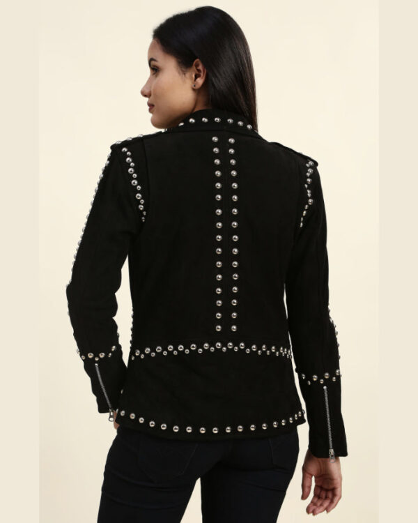 Gemma Black Suede Studded Leather Jacket