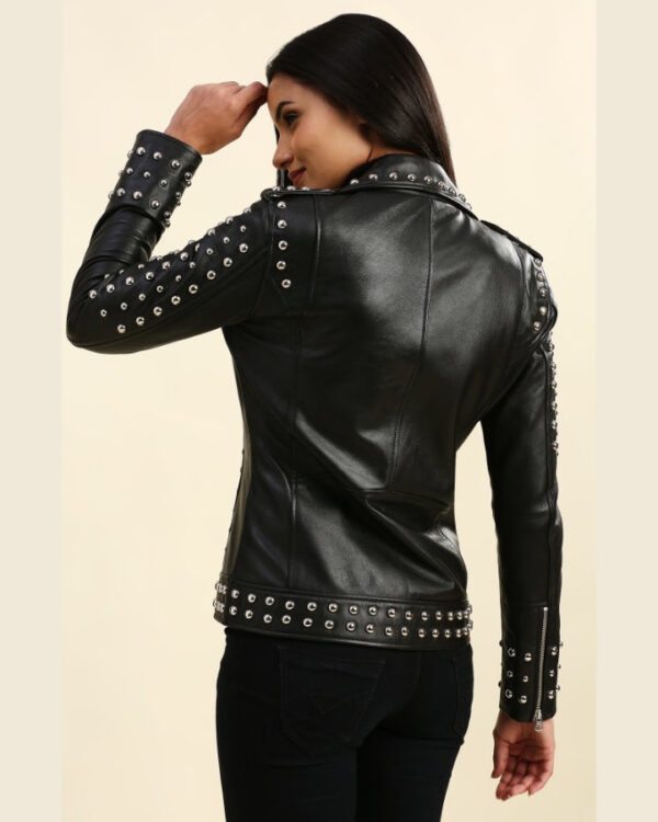 Lila Black Studded Leather Jacket