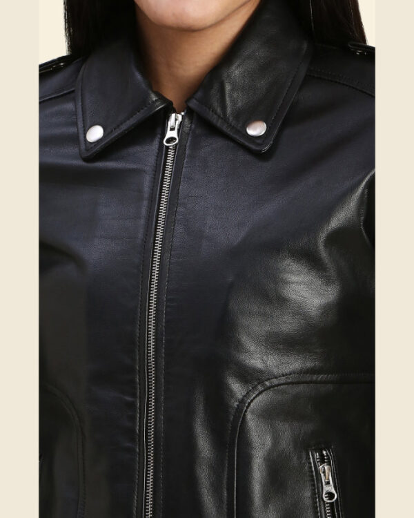 Elodie Black Racer Leather Jacket