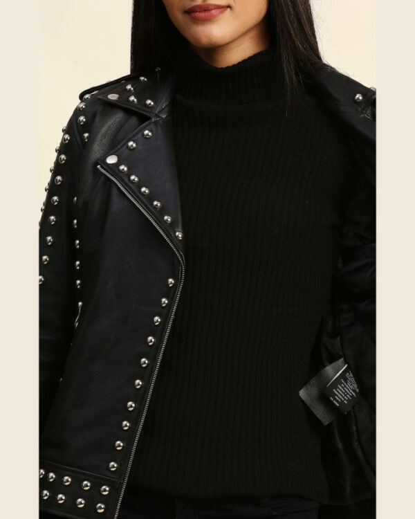 Lila Black Studded Leather Jacket