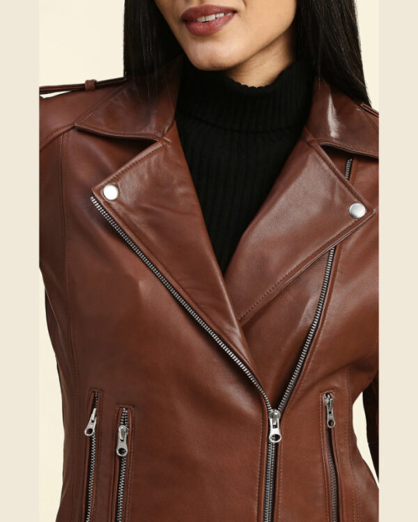 Hazel Brown Biker Leather Jacket