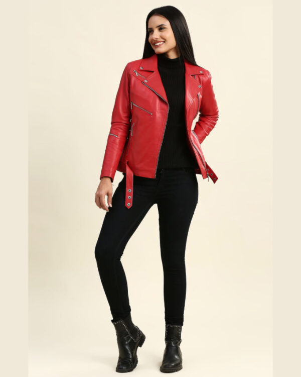 Julieta Red Biker Leather Jacket