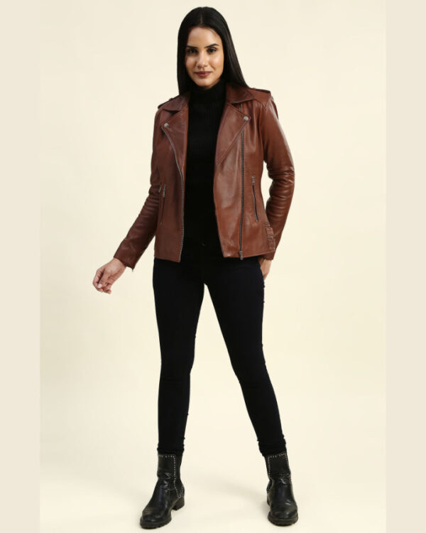 Hazel Brown Biker Leather Jacket