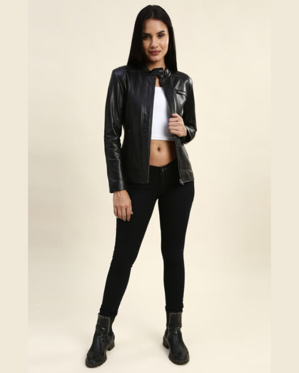 Adelaide Black Racer Leather Jacket