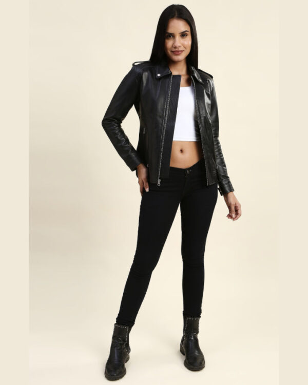 Elodie Black Racer Leather Jacket