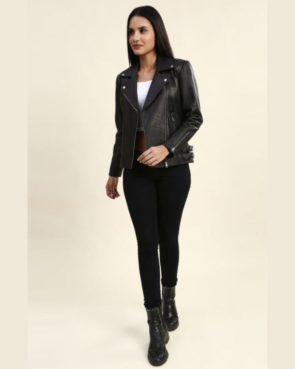 Kendra Black Motorcycle Leather Jacket