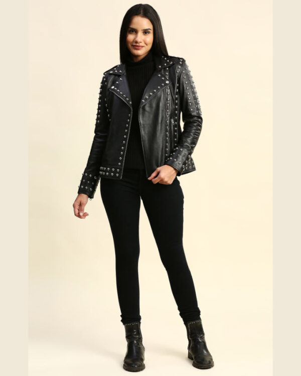 Lila Black Studded Leather Jacket