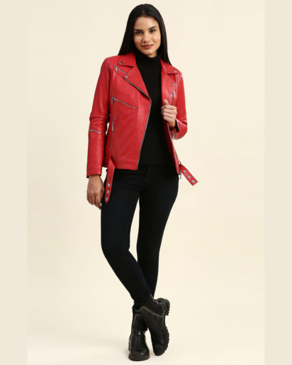 Julieta Red Biker Leather Jacket