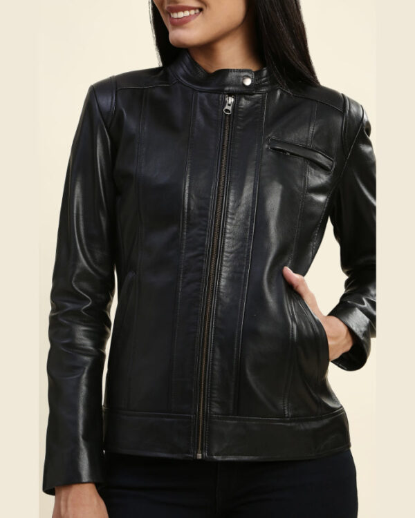 Adelaide Black Racer Leather Jacket