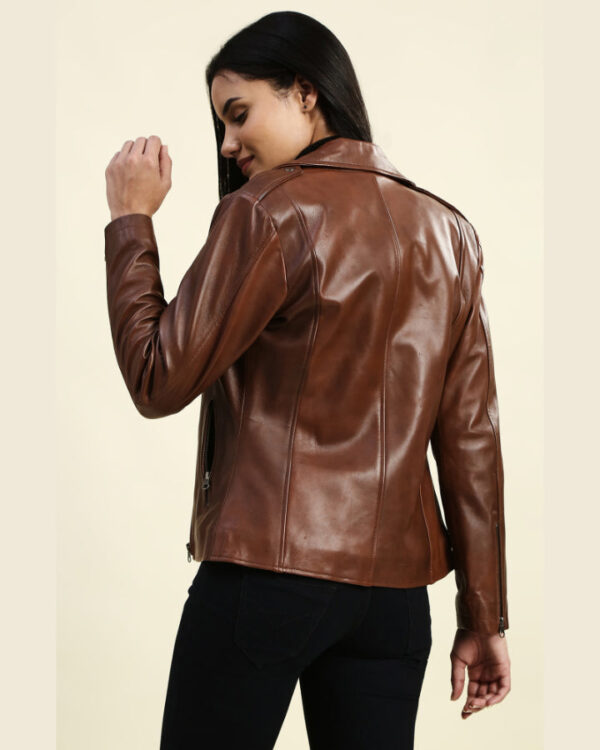 Cecilia Brown Motorcycle Leather Jacket