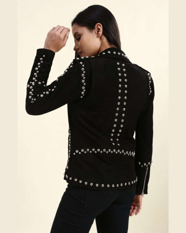 Gemma Black Suede Studded Leather Jacket