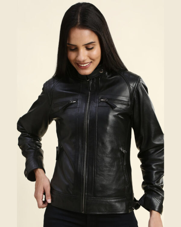 Esme Black Racer Leather Jacket