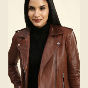 Hazel Brown Biker Leather Jacket