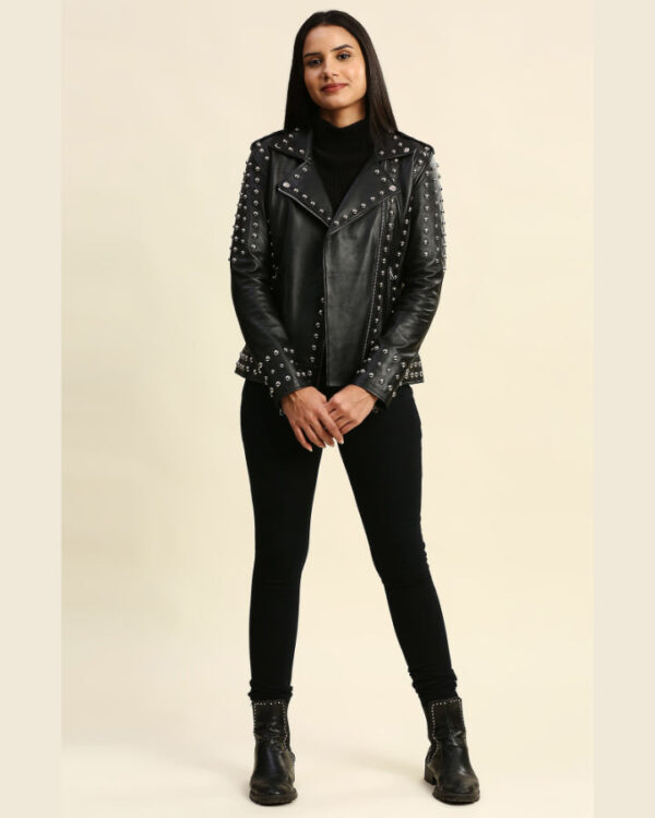 Lila Black Studded Leather Jacket