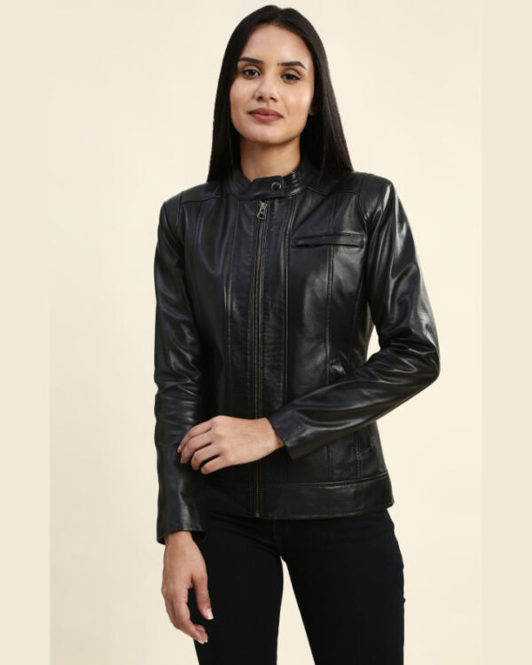 Adelaide Black Racer Leather Jacket