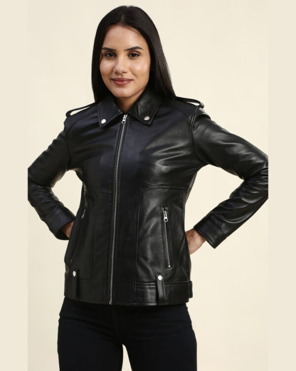 Elodie Black Racer Leather Jacket