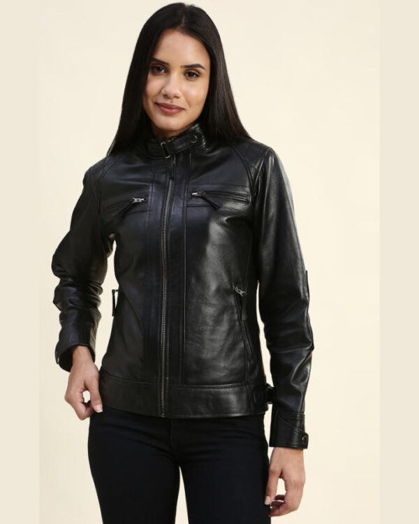 Esme Black Racer Leather Jacket