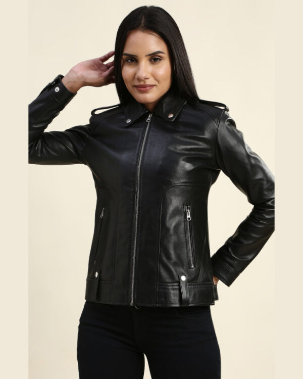 Elodie Black Racer Leather Jacket