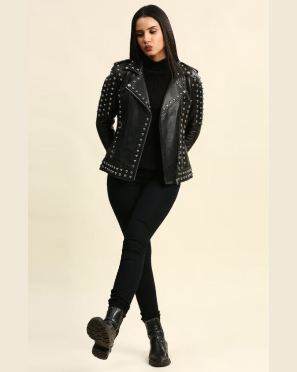 Lila Black Studded Leather Jacket