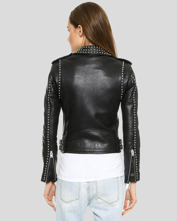 Carly Black Studded Leather Jacket