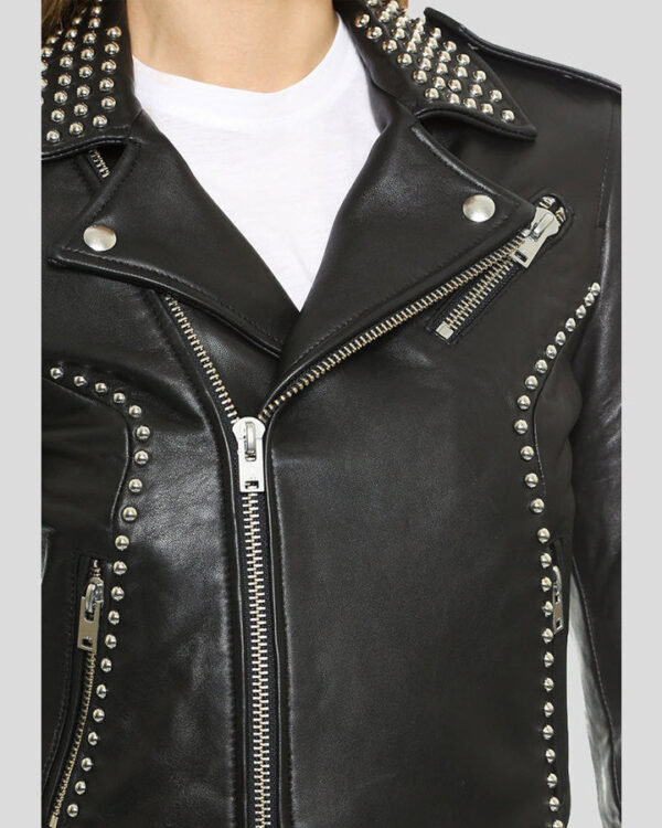 Carly Black Studded Leather Jacket